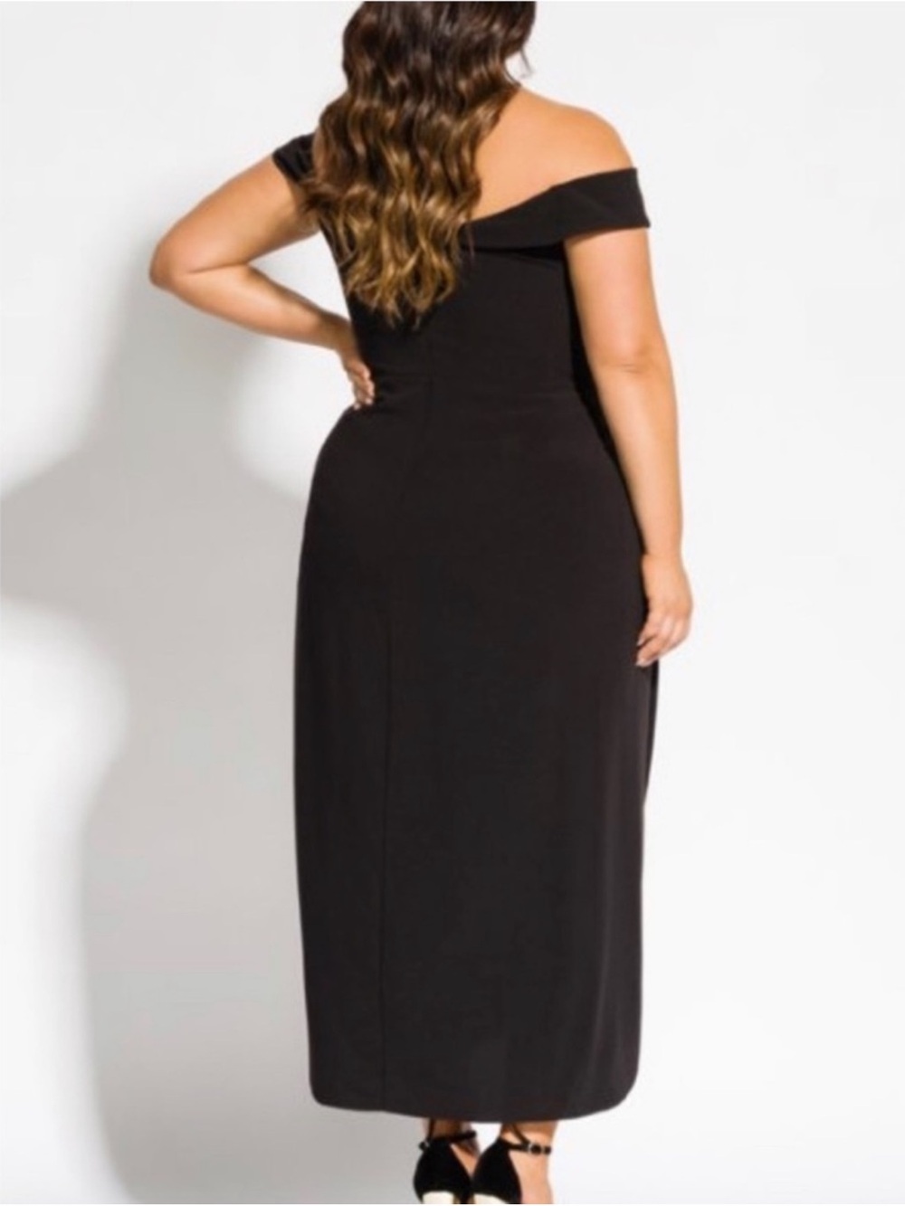 City Chic One-Shoulder Black Maxi Dress